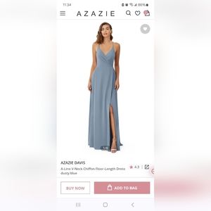 NWT Azazie Davis in Dusty Blue, Size A14